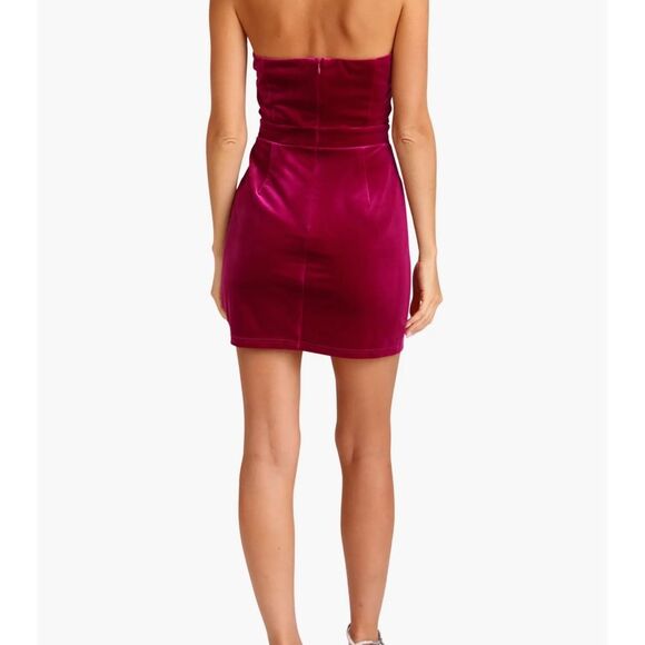 Avec Les Filles Bow Strapless Cutout Mini dress size large fuchsia pink NWT! - Picture 4 of 14